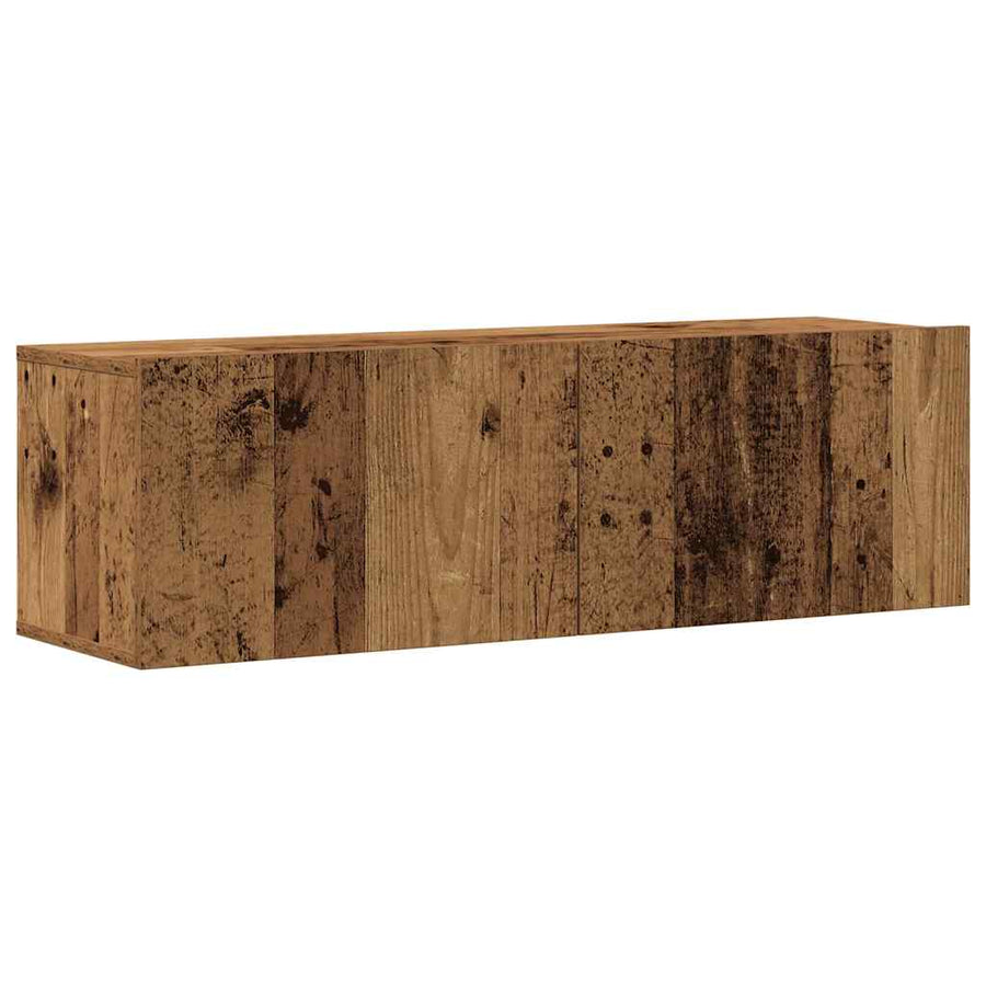 4-delige wand-tv-meubelset van oud hout, 100x30x30 cm