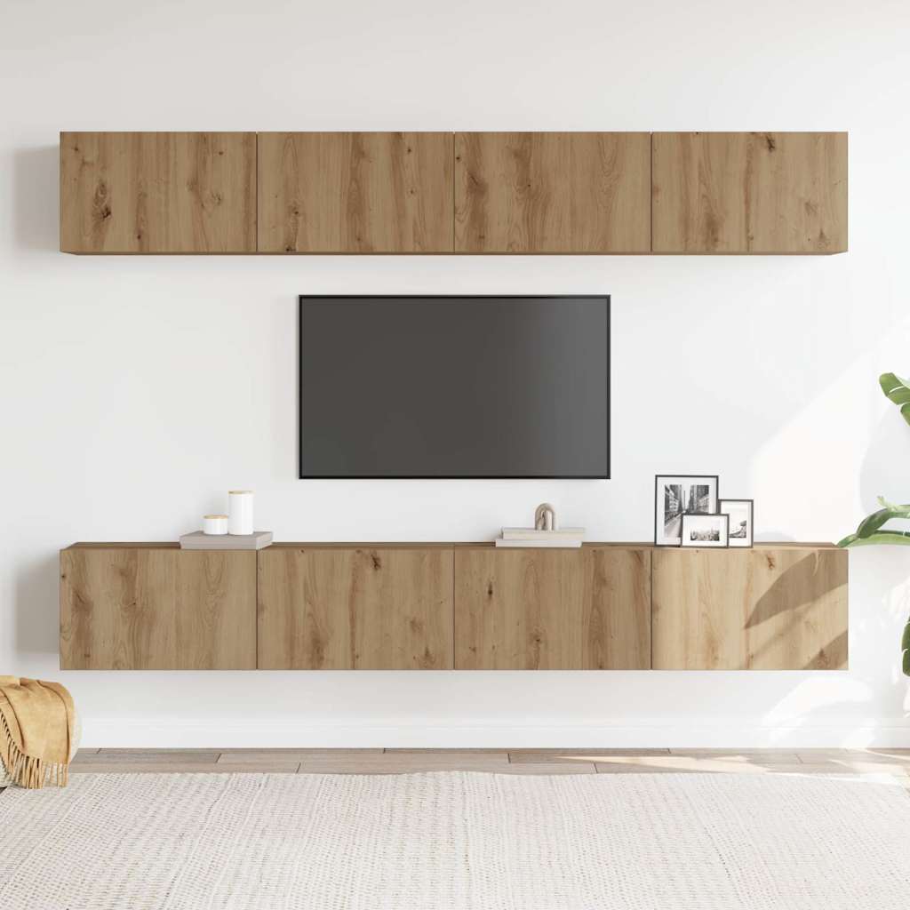 4-delige wand-tv-meubelset Artisan Oak 100x30x30 cm