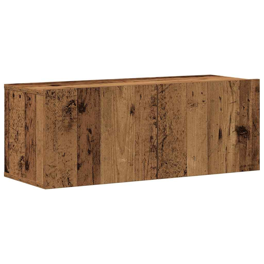 Tv-wandkasten 8 st bewerkt hout oud houtkleurig
