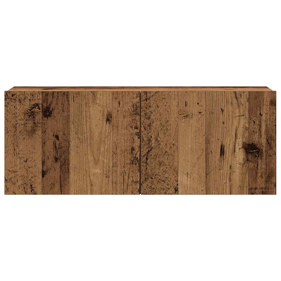 Tv-wandkasten 8 st bewerkt hout oud houtkleurig