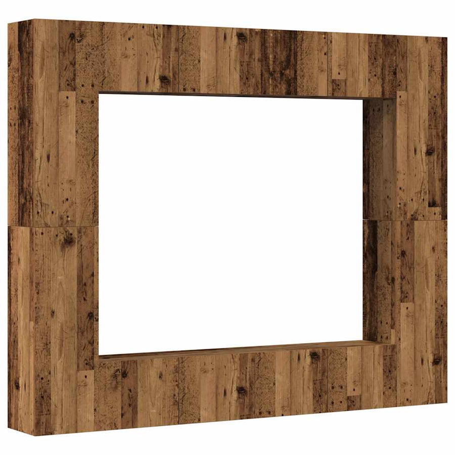 Tv-wandkasten 8 st bewerkt hout oud houtkleurig