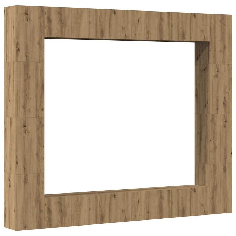 Tv-wandkasten 8 st bewerkt hout artisanaal eikenkleurig