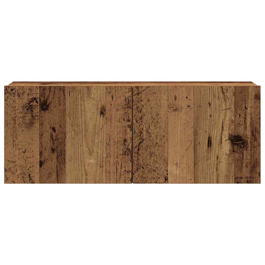 Tv-wandkasten 3 st bewerkt hout oud houtkleurig