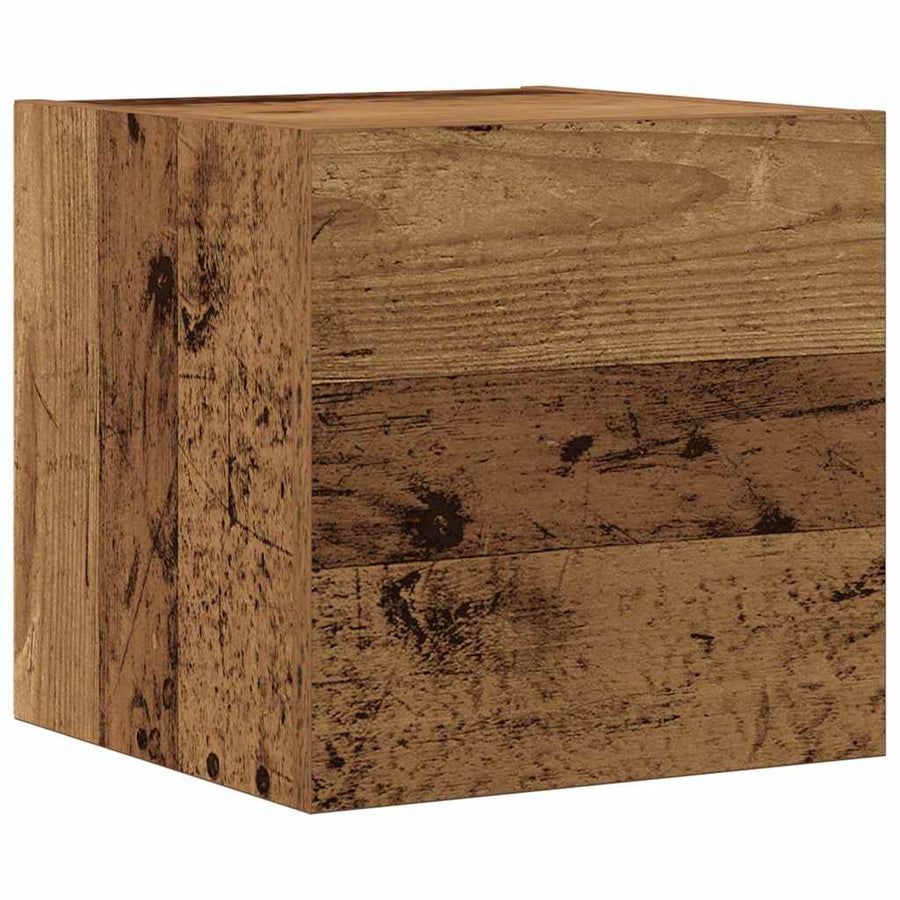 Tv-wandkasten 3 st bewerkt hout oud houtkleurig