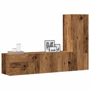 Tv-wandkasten 3 st bewerkt hout oud houtkleurig