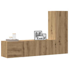Tv-wandkasten 3 st eikenkleurig bewerkt hout