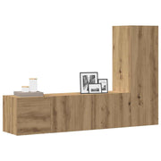 Tv-wandkasten 3 st eikenkleurig bewerkt hout