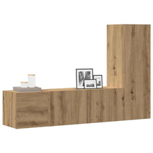 Tv-wandkasten 3 st bewerkt hout artisanaal eikenkleurig