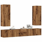 TV wall cabinets 5 pcs treated wood old wood color