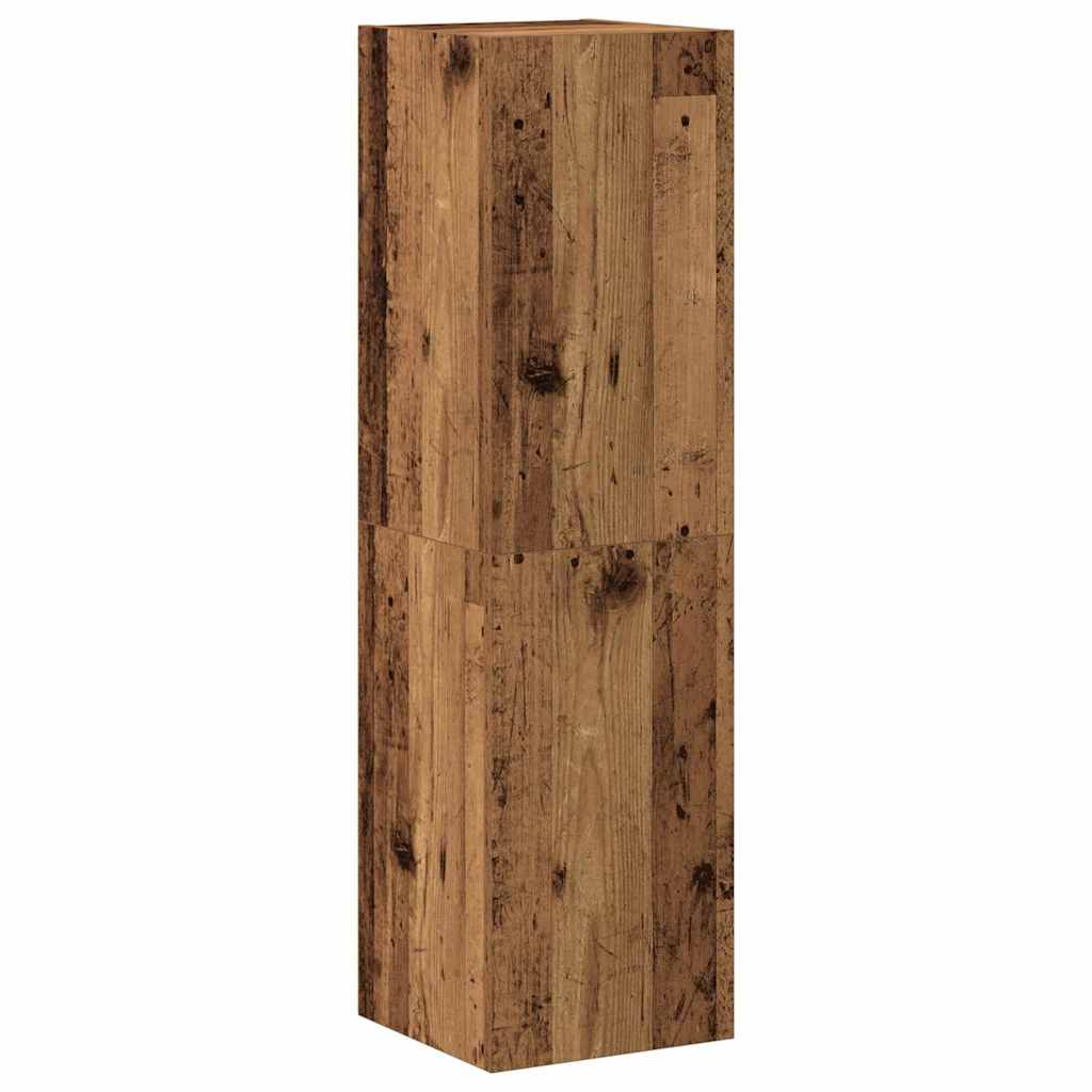 Tv-wandkasten 3 st bewerkt hout oud houtkleurig