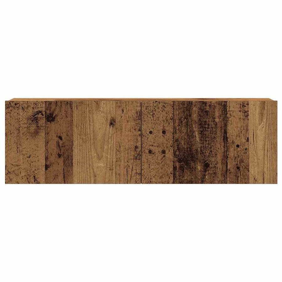 Tv-wandkasten 3 st bewerkt hout oud houtkleurig