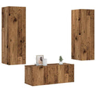 TV wall cabinets 3 pcs treated wood old wood color
