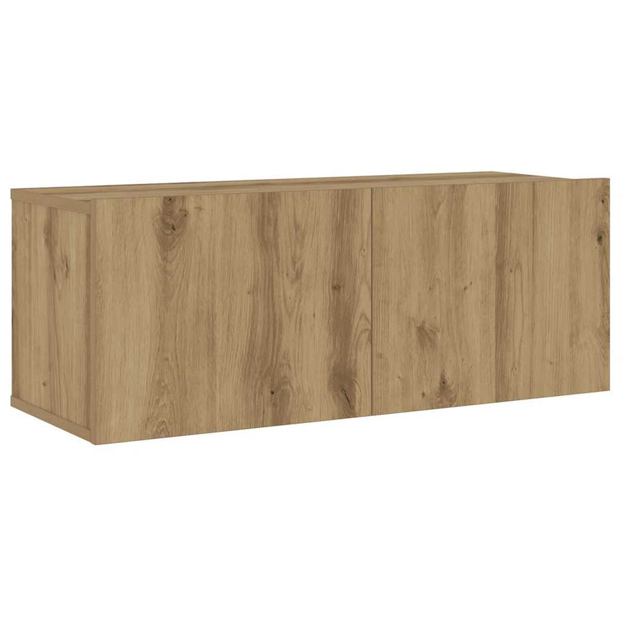 Tv-wandkasten 3 st bewerkt hout artisanaal eikenkleurig