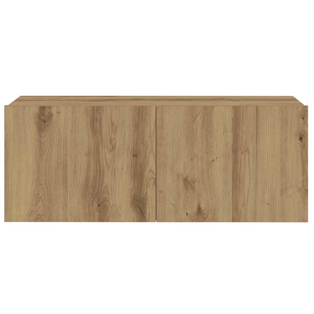 Tv-wandkasten 3 st bewerkt hout artisanaal eikenkleurig