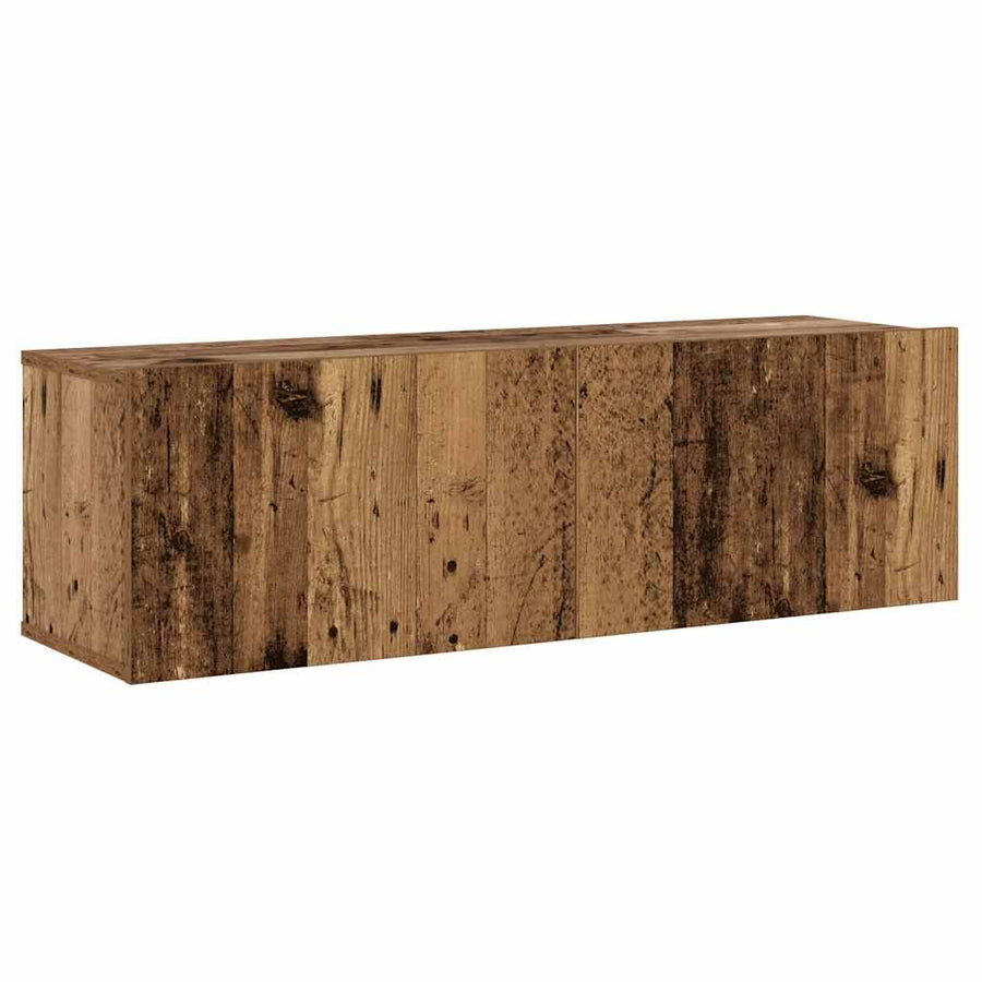 Tv-wandkasten 3 st bewerkt hout oud houtkleurig