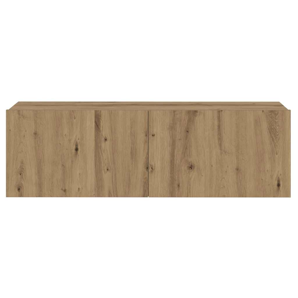Tv-wandkasten 3 st bewerkt hout artisanaal eikenkleurig