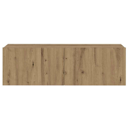 Tv-wandkasten 3 st bewerkt hout artisanaal eikenkleurig