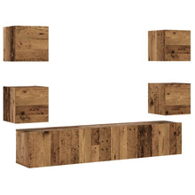 Tv-wandkasten 6 st bewerkt hout oud houtkleurig