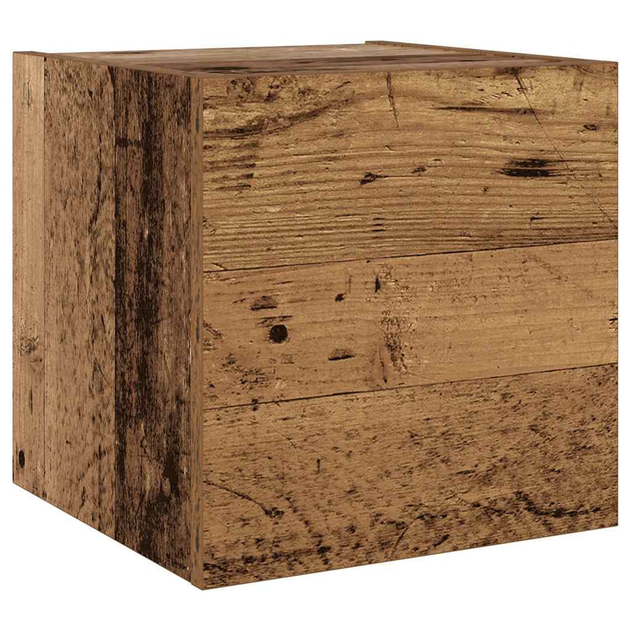 Tv-wandkasten 6 st bewerkt hout oud houtkleurig