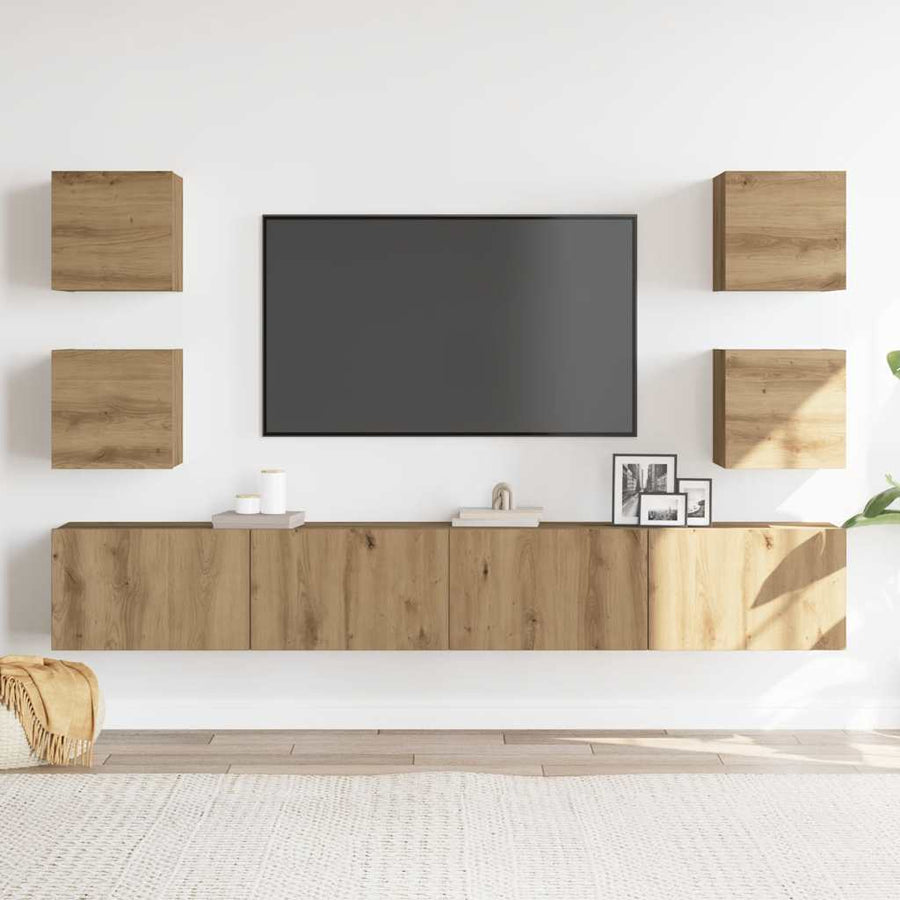 Tv-Wandkasten 6 St Bewerkt Hout 200 cm