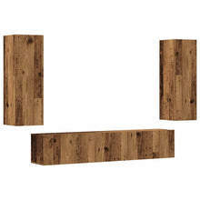 Tv-wandkasten 4 st bewerkt hout oud houtkleurig