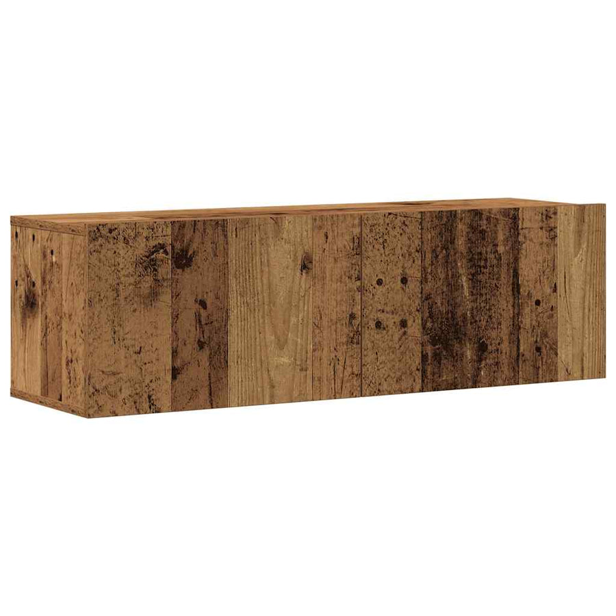 Tv-wandkasten 4 st bewerkt hout oud houtkleurig