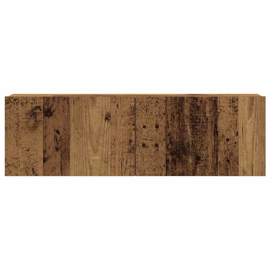 Tv-wandkasten 4 st bewerkt hout oud houtkleurig