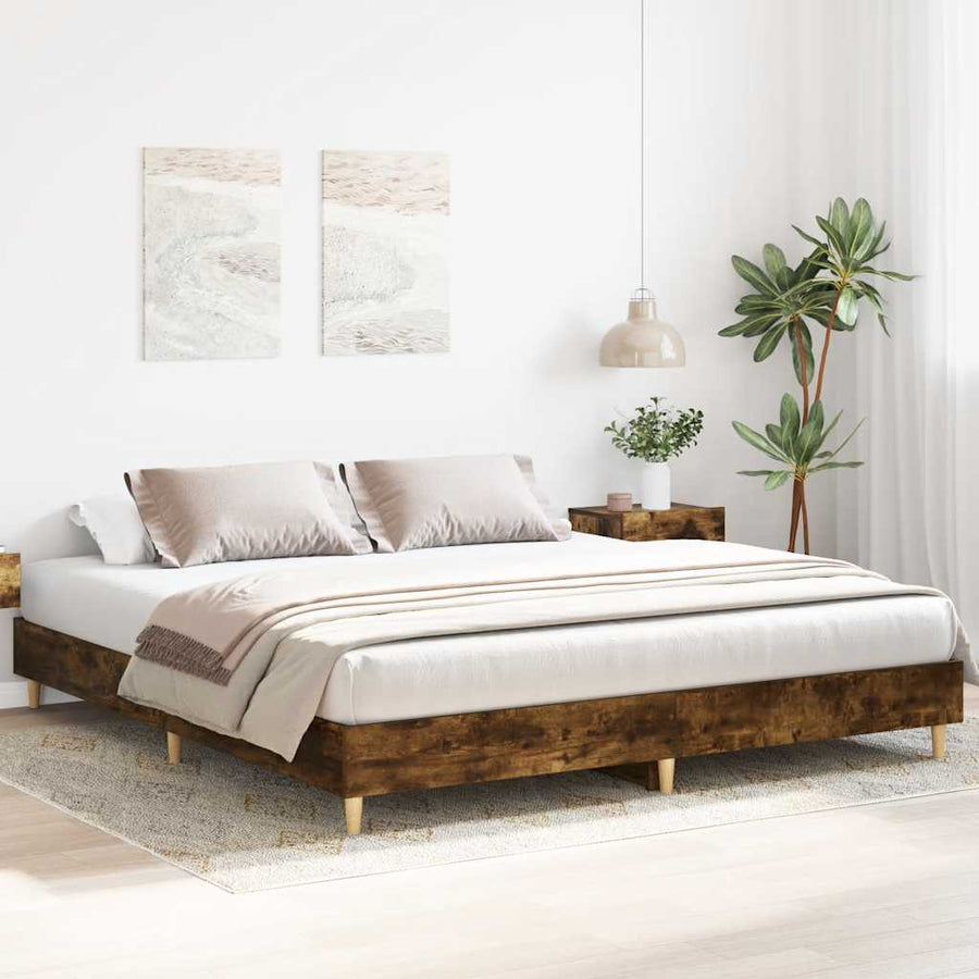 Bedframe zonder matras hout gerookt eikenkleurig 180x200 cm