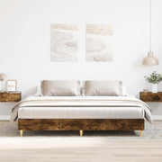Bedframe 180x200 cm gerookt eiken bewerkt hout