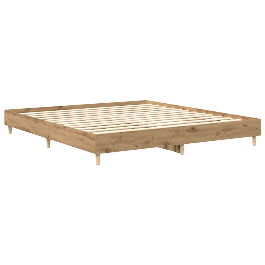 Bedframe zonder matras spaanplaat artisanaal eikenkleurig