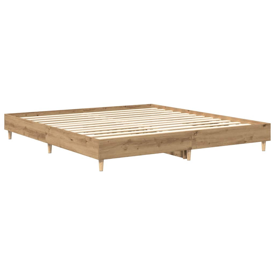 Bedframe zonder matras spaanplaat artisanaal eikenkleurig