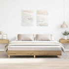 Bed frame without mattress particle board artisanal oak color