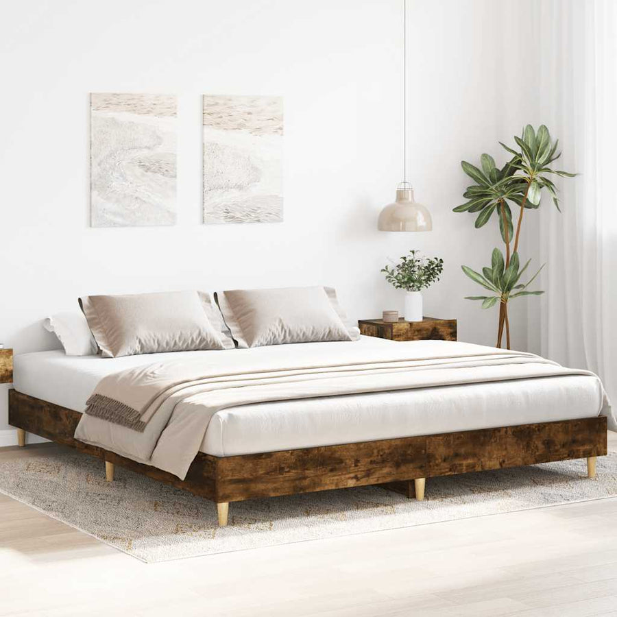 Bedframe zonder matras hout gerookt eikenkleurig 160x200 cm