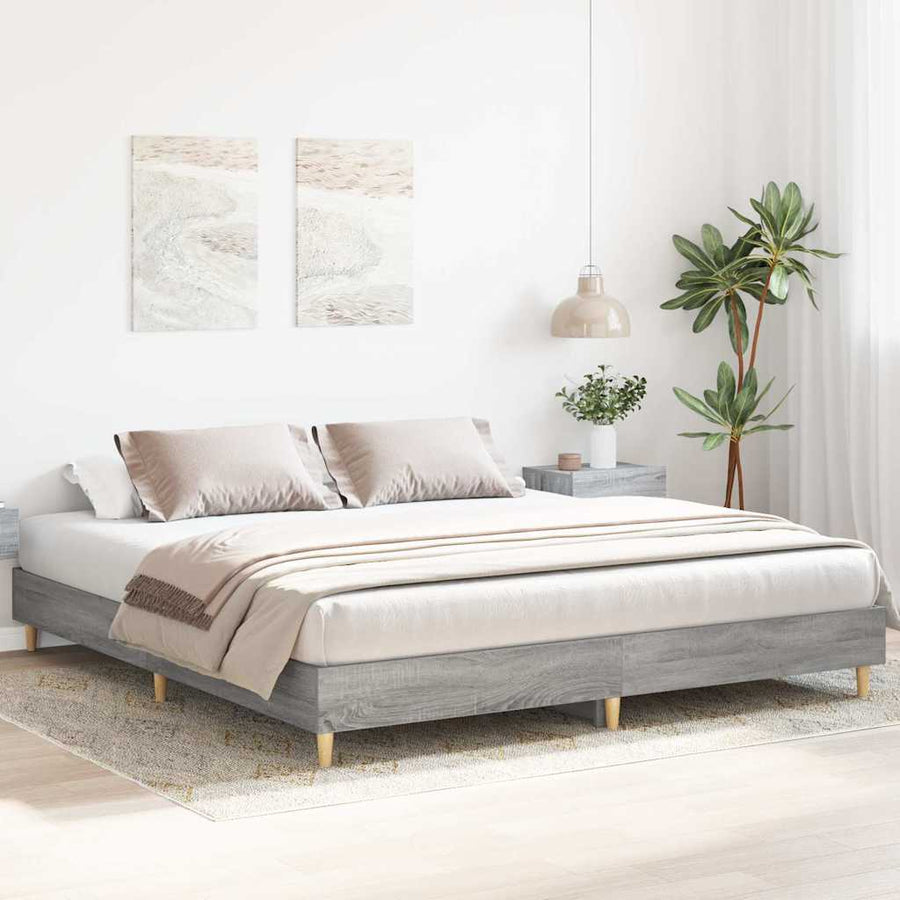 Bedframe zonder matras 160x200 cm spaanplaat grijs Sonoma