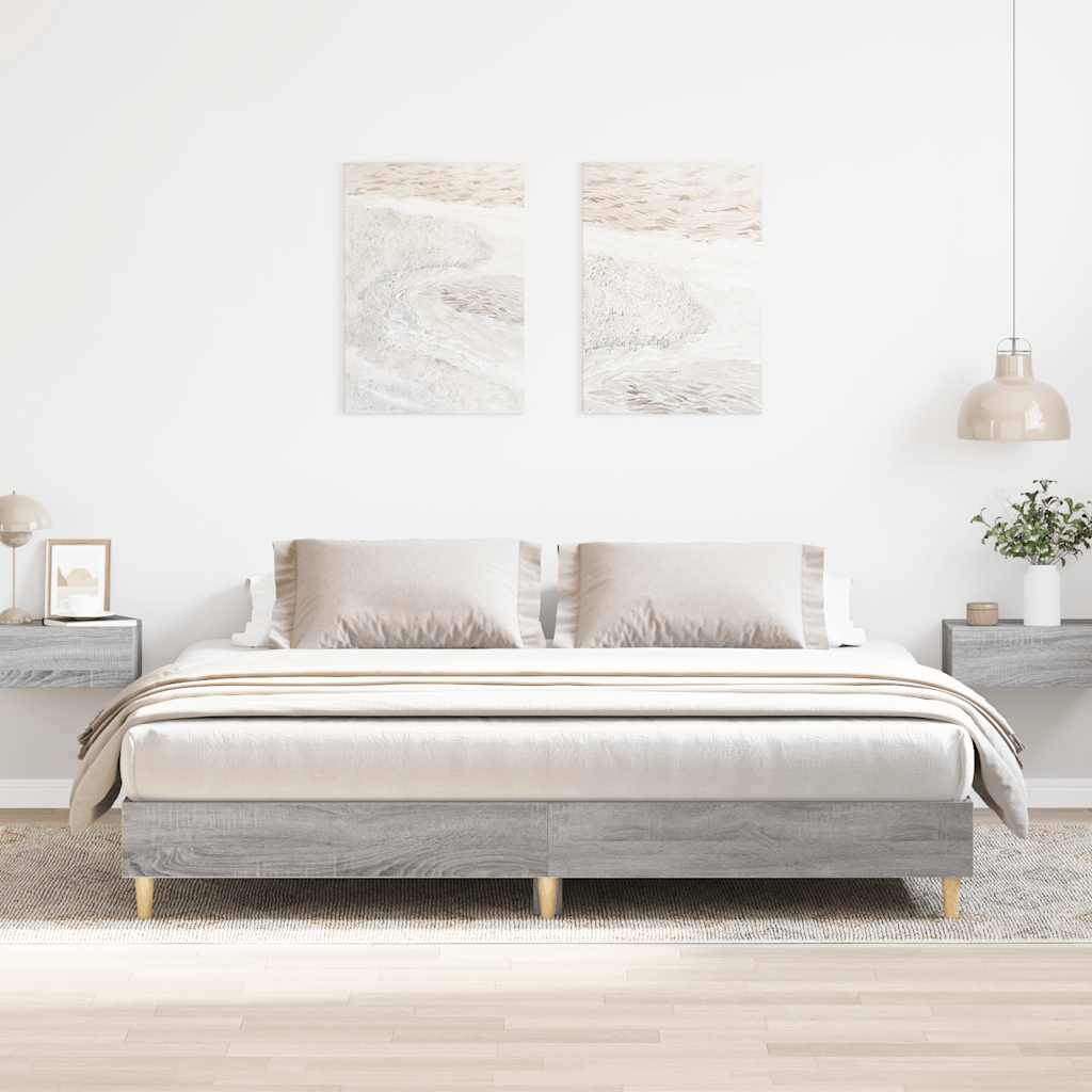 Bedframe zonder matras 160x200 cm spaanplaat grijs Sonoma