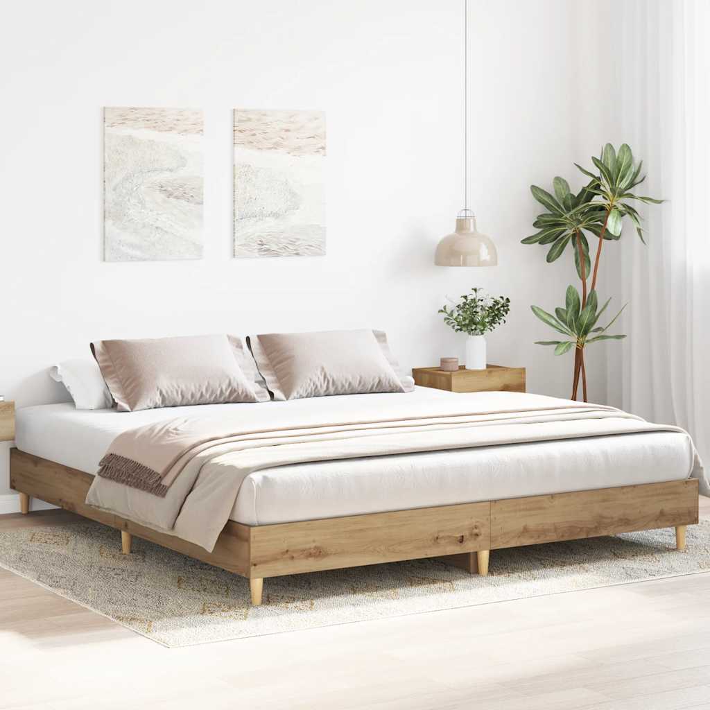 Bedframe zonder matras spaanplaat artisanaal eikenkleurig