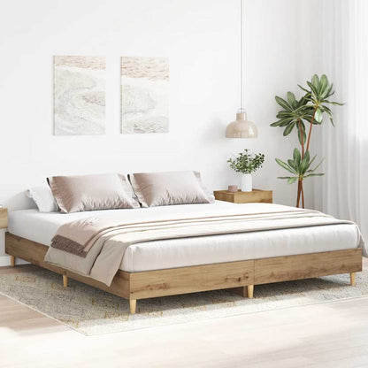 Bedframe zonder matras spaanplaat artisanaal eikenkleurig
