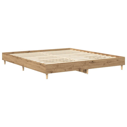 Bedframe zonder matras spaanplaat artisanaal eikenkleurig