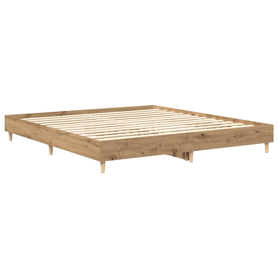 Bedframe zonder matras spaanplaat artisanaal eikenkleurig