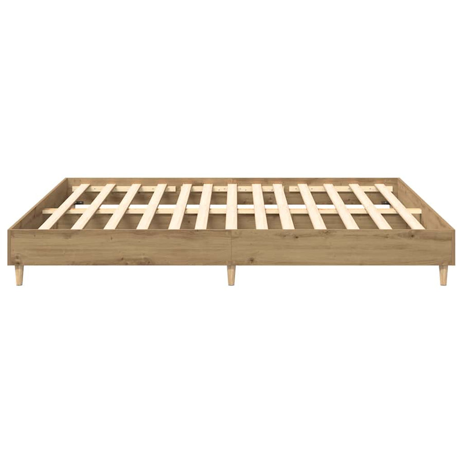 Bedframe zonder matras spaanplaat artisanaal eikenkleurig