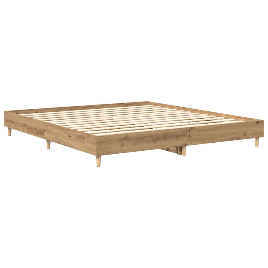 Bedframe zonder matras spaanplaat artisanaal eikenkleurig