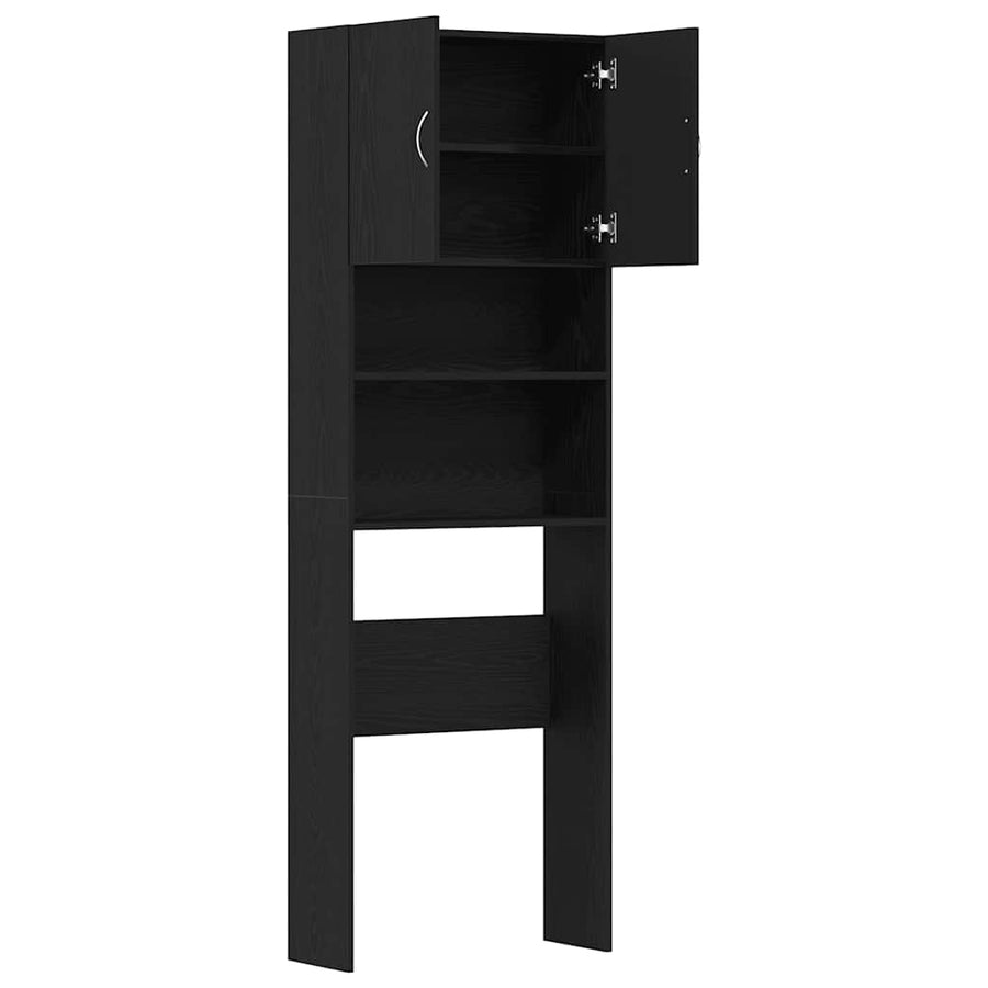 Wasmachinekast 64x24x190 cm spaanplaat zwart eikenkleurig