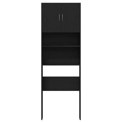 Wasmachinekast 64x24x190 cm spaanplaat zwart eikenkleurig