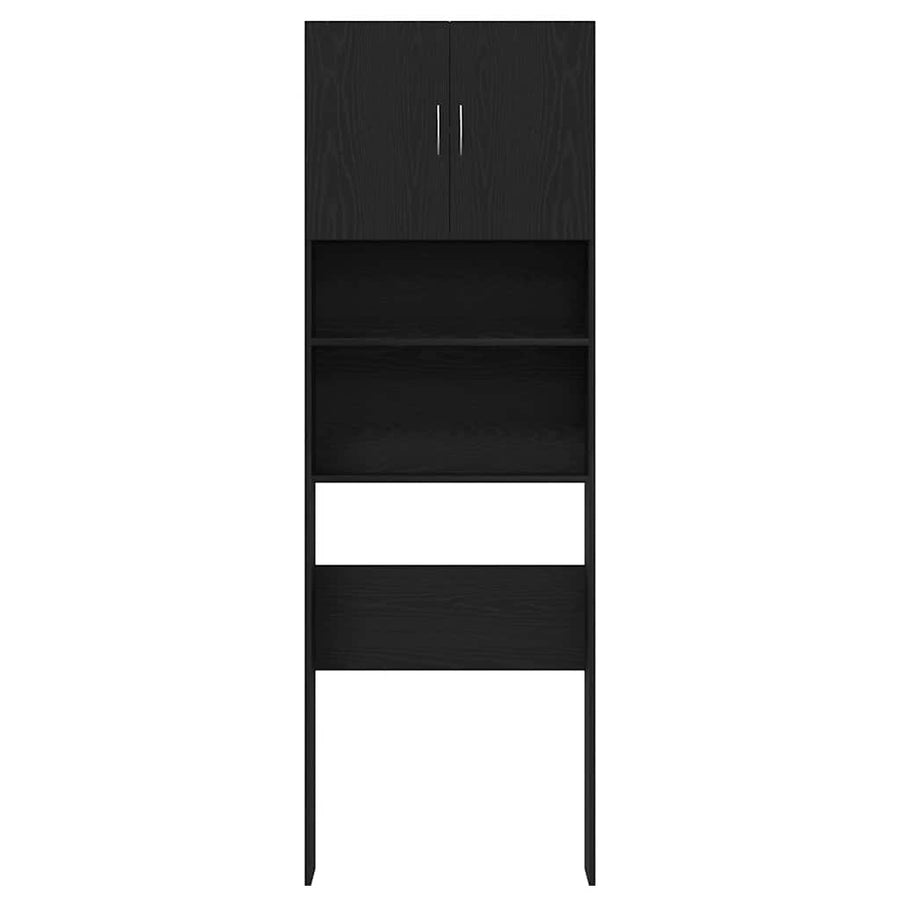 Wasmachinekast 64x24x190 cm spaanplaat zwart eikenkleurig