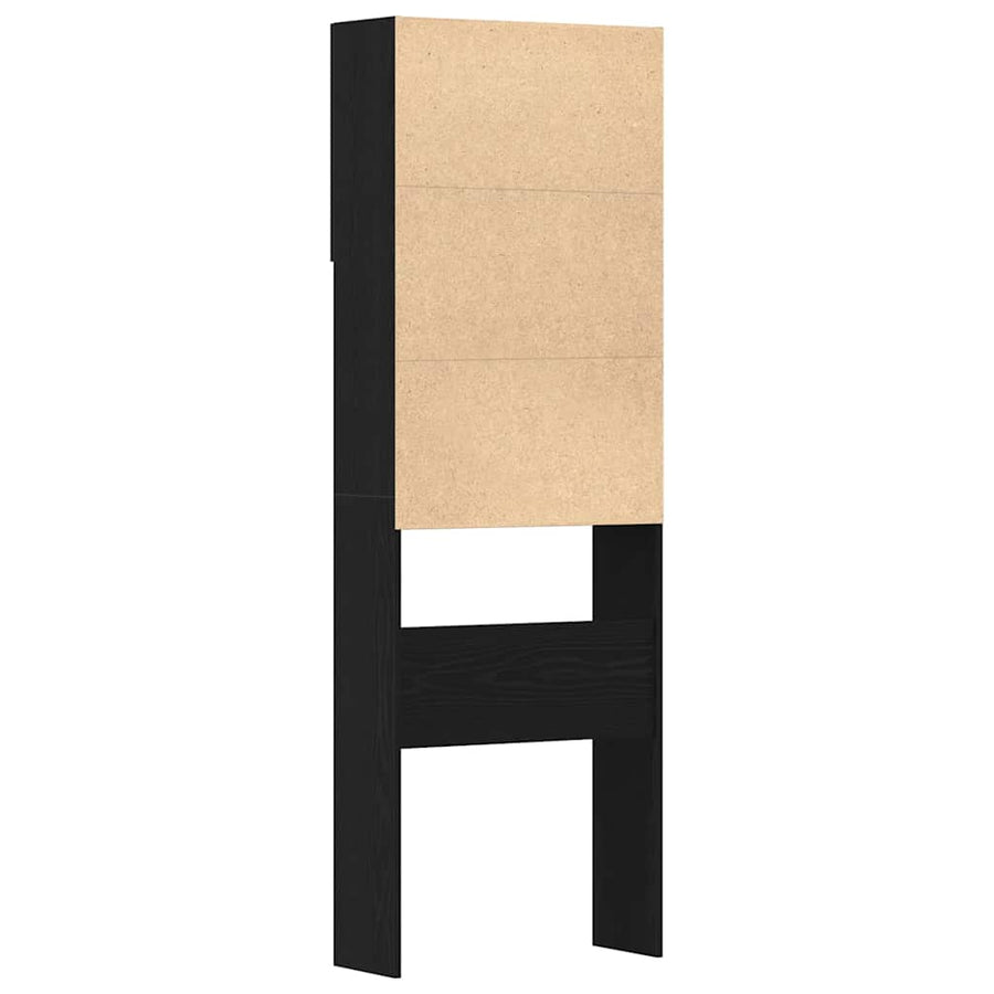 Wasmachinekast 64x24x190 cm spaanplaat zwart eikenkleurig