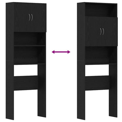 Wasmachinekast 64x24x190 cm spaanplaat zwart eikenkleurig