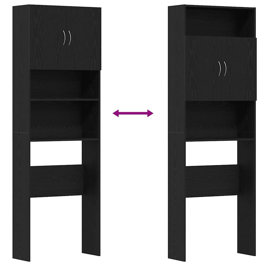 Wasmachinekast 64x24x190 cm spaanplaat zwart eikenkleurig