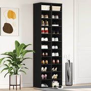 Schoenenkast 54x34x183 cm spaanplaat zwart eiken