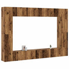 Tv-meubelset 8 stuks wandmontage bewerkt hout oud houtkleurig
