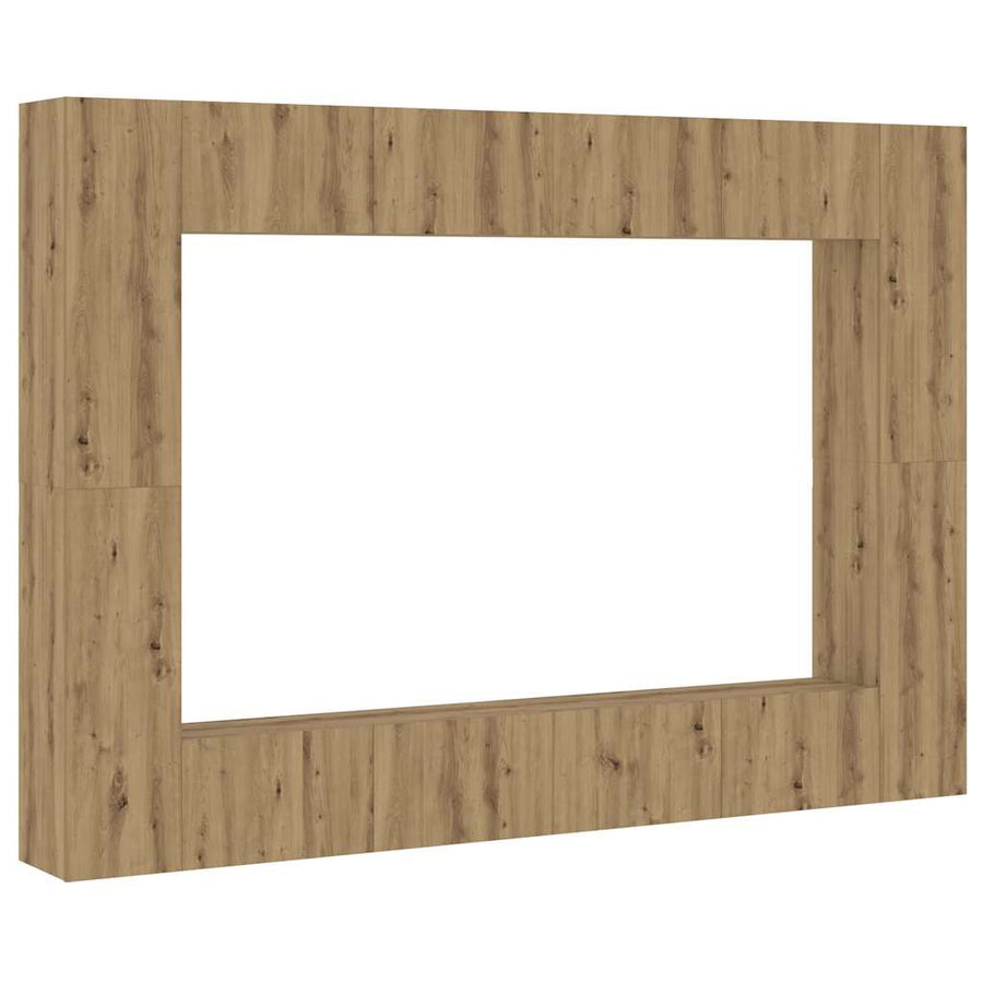 Tv-wandkasten 8 st bewerkt hout artisanaal eikenkleurig